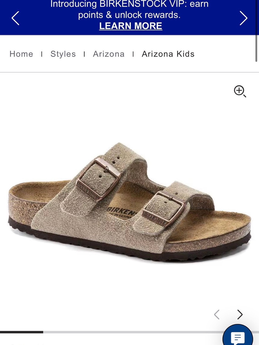 Birkenstock Kids Arizona Suede Sandal in Taupe